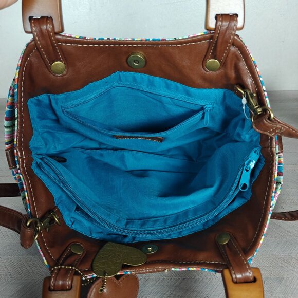 Relic By Fossil Striped Multicolor Handbag With Dual Handles & Adjustable Strap - Picture 4 of 9